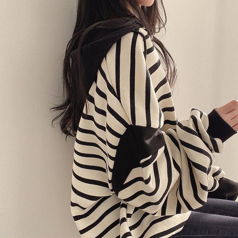 Striped Hoodie Casual Long Sleeve Sweatshirt Fashion Vintage Harajuku Oversized Hoodies