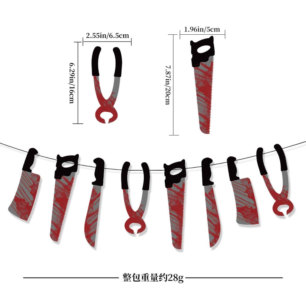 Halloween Paper Blood Knife String Latte Happy Halloween Grim Reaper Tombstone Cake Plug-In Set