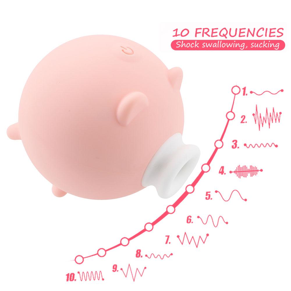 10 режимов Соски Массаж груди Секс-игрушки Взрослые Клиторальный присосок Вибратор Эротические игрушки Вибраторы для женщин Милый поросенок