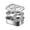 304 Stainless Steel Lunch Box Household Spill-proof Square Lunch Box Double-layer Compartmental Lunch Box Suitable For Picnics