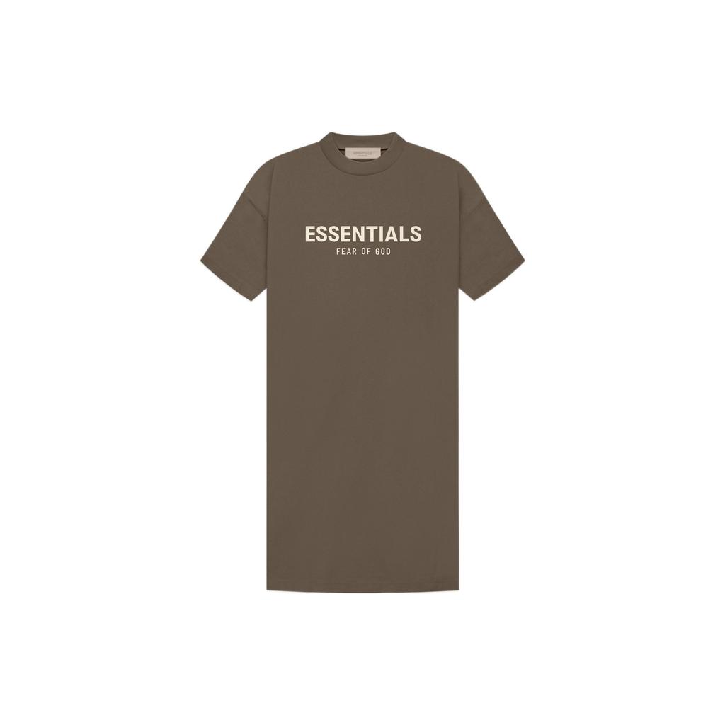 Fear of God Essentials Платье-футболка Осень/Зима 22 с принтом логотипа из дерева Женские платья Древесно-коричневый FOG-FW22-396