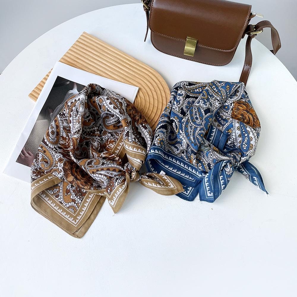 1116 New Versatile Cashew Nut Square Scarf High-end Silk Scarf Women's Spring and Summer Temperament Light Luxury Women's Decorative Silk Scarf