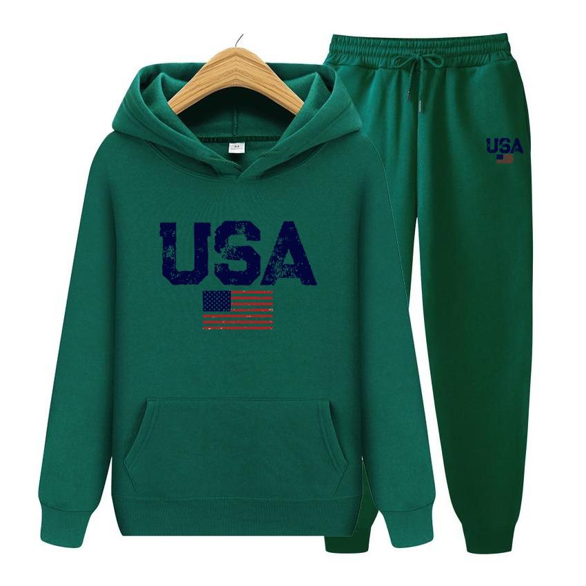 Мужской и женский комплект с капюшоном, винтажный комплект с капюшоном с уличным принтом в виде флага США, комплект с капюшоном высокого качества, повседневный комплект с капюшоном, дышащая футболка, одежда