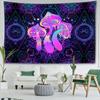 Фиолетовый геометрический грибной гобелен, подвесной абстрактное искусство, хиппи Тапиз, колдовство, таинственный домашний декор для гостиной