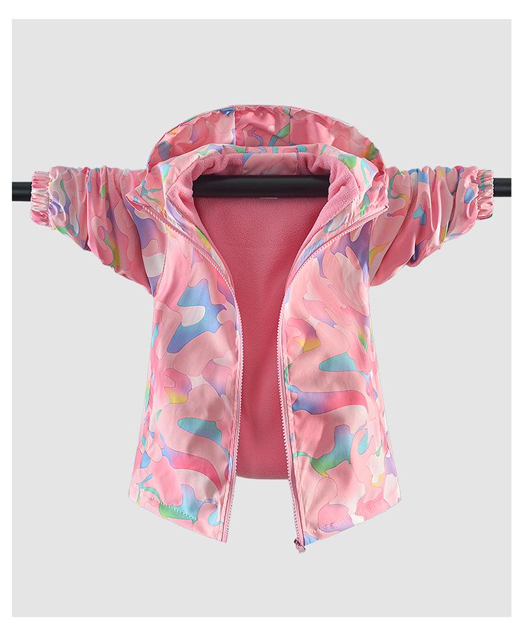 Girls' Korean Style Fleece-Lined Windbreaker - Autumn/Spring Fashion