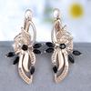 1 Pair Black Zircon Flowers Drop Earrings for Women Gold Color Wedding Ethnic Style Jewelry