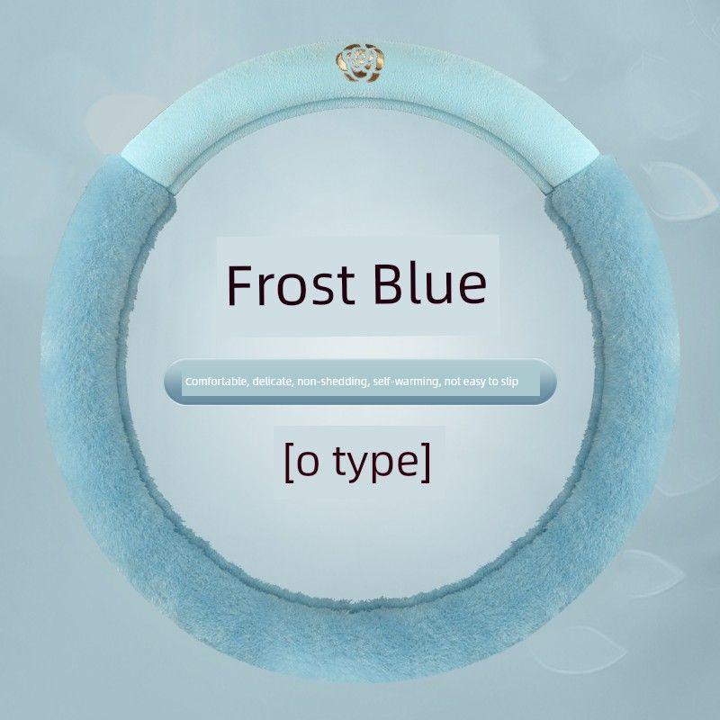 Car Steering Wheel Cover Winter Plush Warm New Style Women's High-End Creative Sweat-Absorbent Anti-Slip Round Steering Wheel Cover