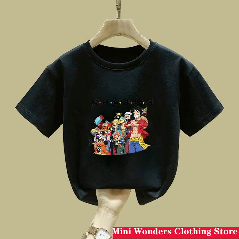 One Pieces Children TShirts Summer Anime Luffy Short Sleeves Tees Fashion Boy Girl Outdoor Clothes Base Top Birthday Gift New
