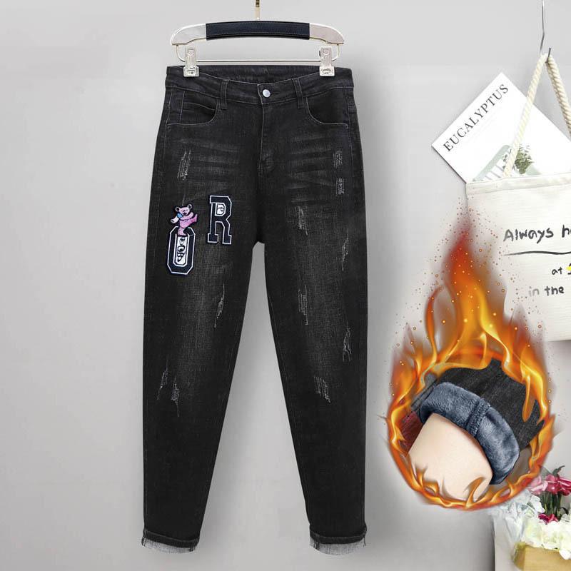 Элегантные джинсы-стрейч Commuter Big Yards, женские стеганые джинсы Harun Slim Thin Turnip с высокой талией, джинсы с брюками Carrots Comfort Waist