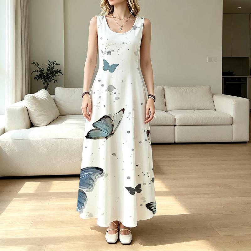 Women's Sleeveless Beach Dress Loose Fit,Lightweight Fabric,Elegant Summer Fashion Dress for Casual Shopping,Outdoor Activities & Vacation