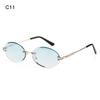 Frameless Rimless Tinted Eyewear Vintage Sunglasses Oval Sunglasses Diamond Cutting Lens Shades
