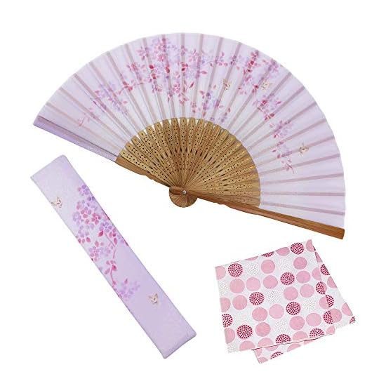 [Osaka Choseido] Folding Fan for Women, Stylish, Business, Includes Fan Case and Handkerchief, Sprin
