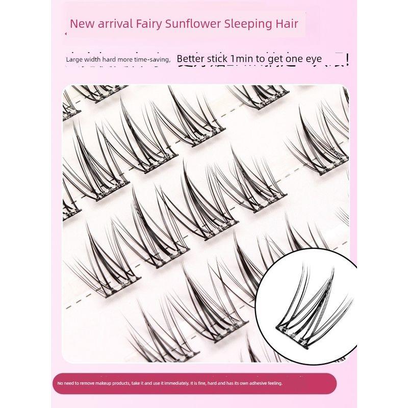 Glue-Free Fake Eyelashes 2025 New Arrival Camellia Fairy Style Little Sun Flower Female Suitable for Novice Soft Natural Simulation