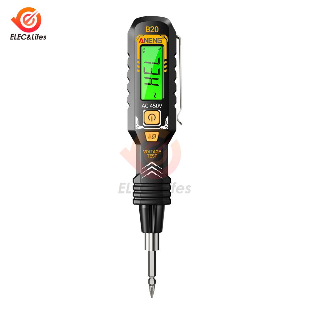 ANENG B11 Digital Voltage Tester Dual-Color LCD Display Features NCV Detection Continuity Check and Live Wire Identification