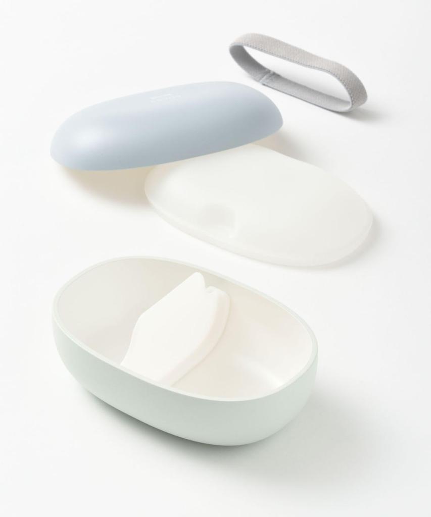 BRUNO Yamanaka Lacquer Two-Tone Lunch Box, Mayu, Single Tier, Dishwasher and Microwave Safe, Round, Gray, Size Not Available, RBHK014-GY