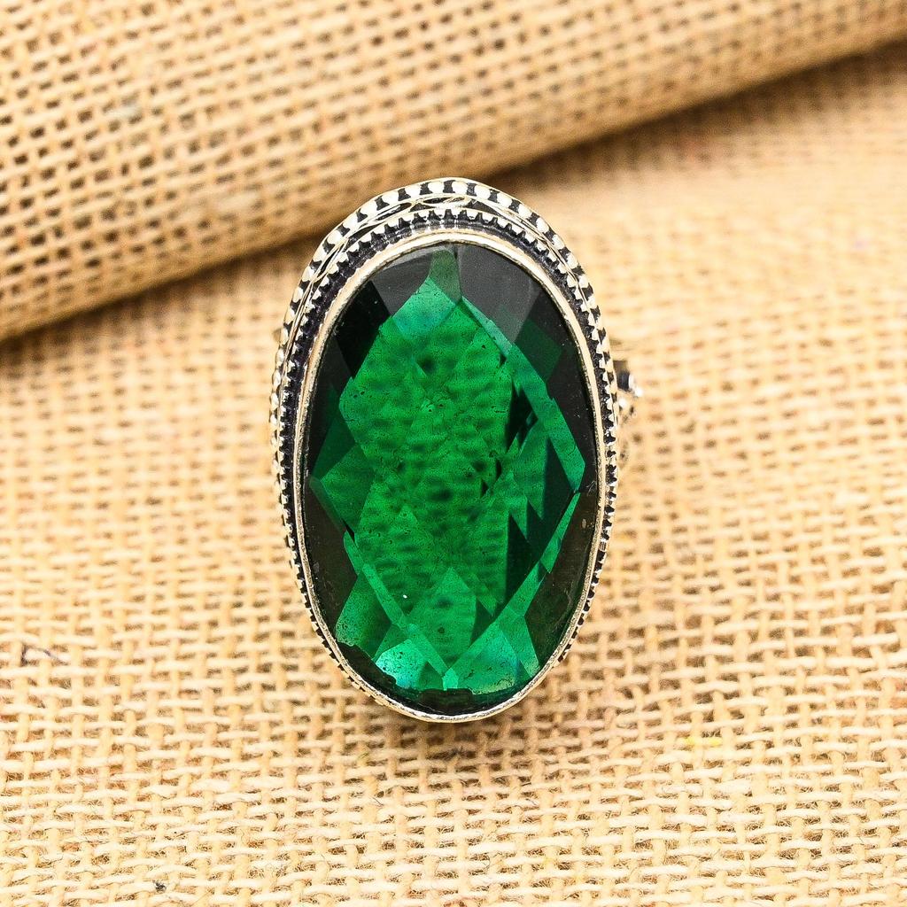 Хром-диопсид-драгоценный камень из стерлингового серебра 925 пробы, красивое ювелирное кольцо ручной работы