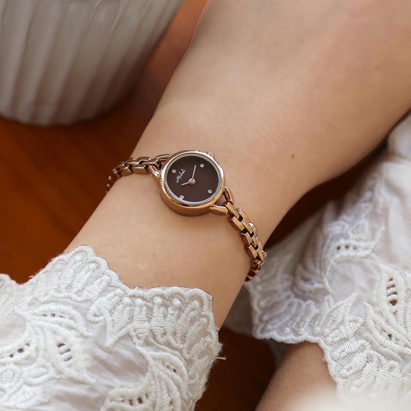 Elegant women's watch with retro small dialsimple and petite mini thin strapmotherofpearl watchwomen's braceletquartz watch gift