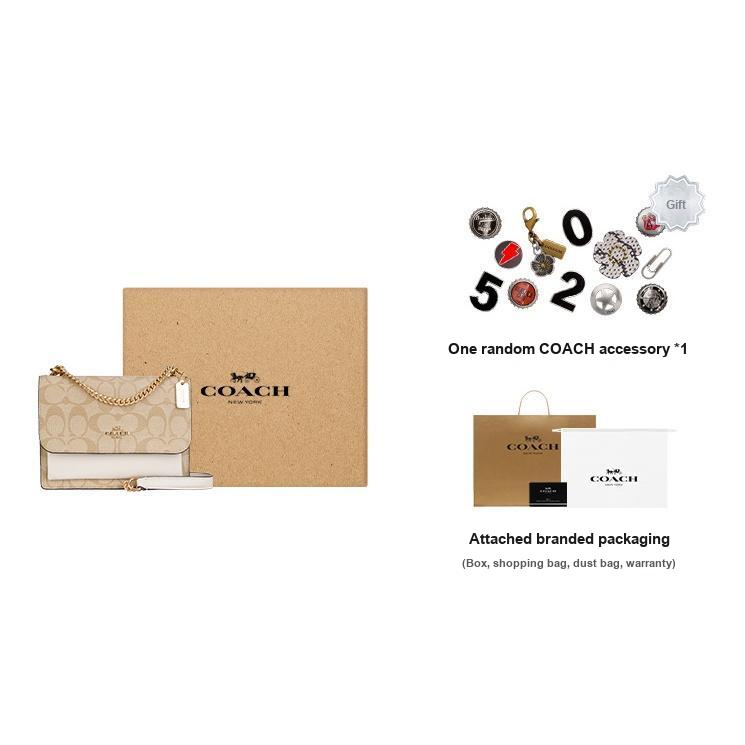 New COACH Klare Cow Leather, Artificial Leather Shoulder Bag, Crossbody Bag Mini Women's Light Khaki & Chalk White C9946-IMDQC