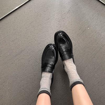 Версия из коровьей кожи~ Виноградная мать та же кожа круглая голова ленивые на одной педали толстая подошва британский стиль универсальные лоферы кожаные туфли женские