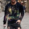 American Flag Print Long-Sleeved Men's T-shirt Spring Autumn Loose Tops Casual Fashion All-Match O-Neck Men Clothing 5XL EU Size