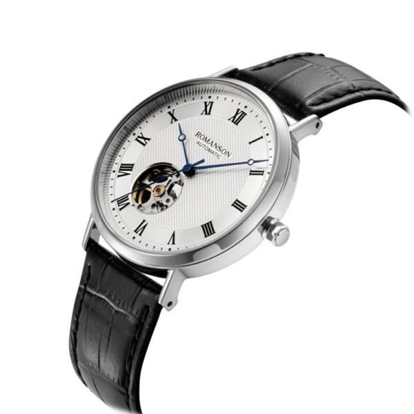 Romanson Черные кожаные часы Kairos Classic Open Heart RWTLRM1B2400WHSI2 + подарочный пакет