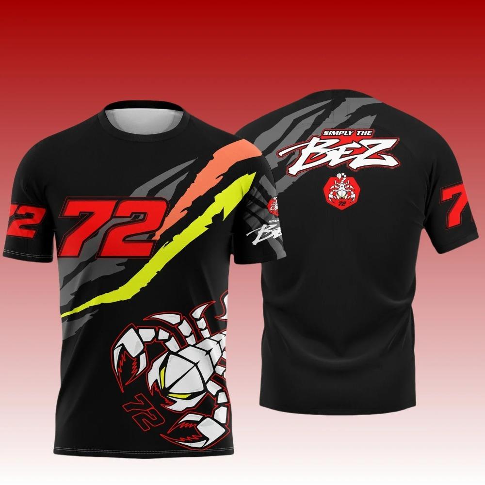 El campeón del Gran Premio británico de MotoGP 2025 marco bezzecchi ¿ 72 Racing wear, camiseta de cuello redondo y manga corta