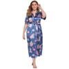 Summer Large Size Nightdress Women's Home Wear Printed Short-sleeved Home Wear