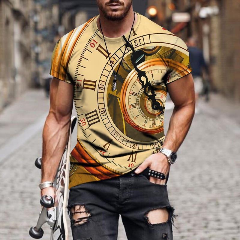 Men'S 3D Digital Printing T-Shirt Fashion Versatile Short Sleeve Personalized Printed Top