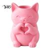 3D Printed Desktop Decor Cat Vase, Cute Smiling with Heart?Hand Gesture Flower Holder, PLA Material Table Ornament Animal Shaped Decor, Small