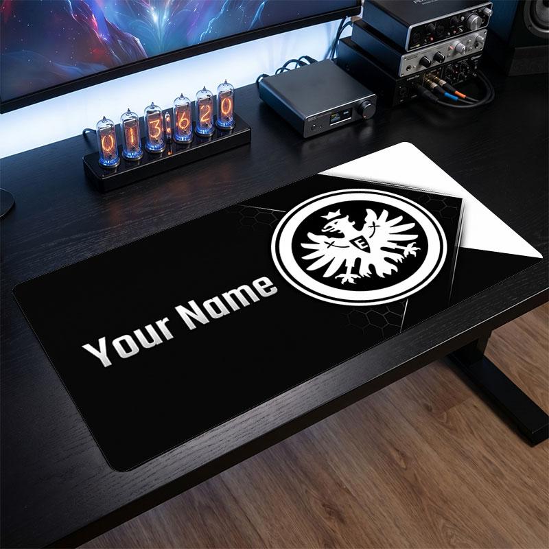 Eintracht Frankfurt Custom Large Mouse Pad, Personalized Name Text Print, Football Logo Non‑Slip Desk Mat Gaming Gift