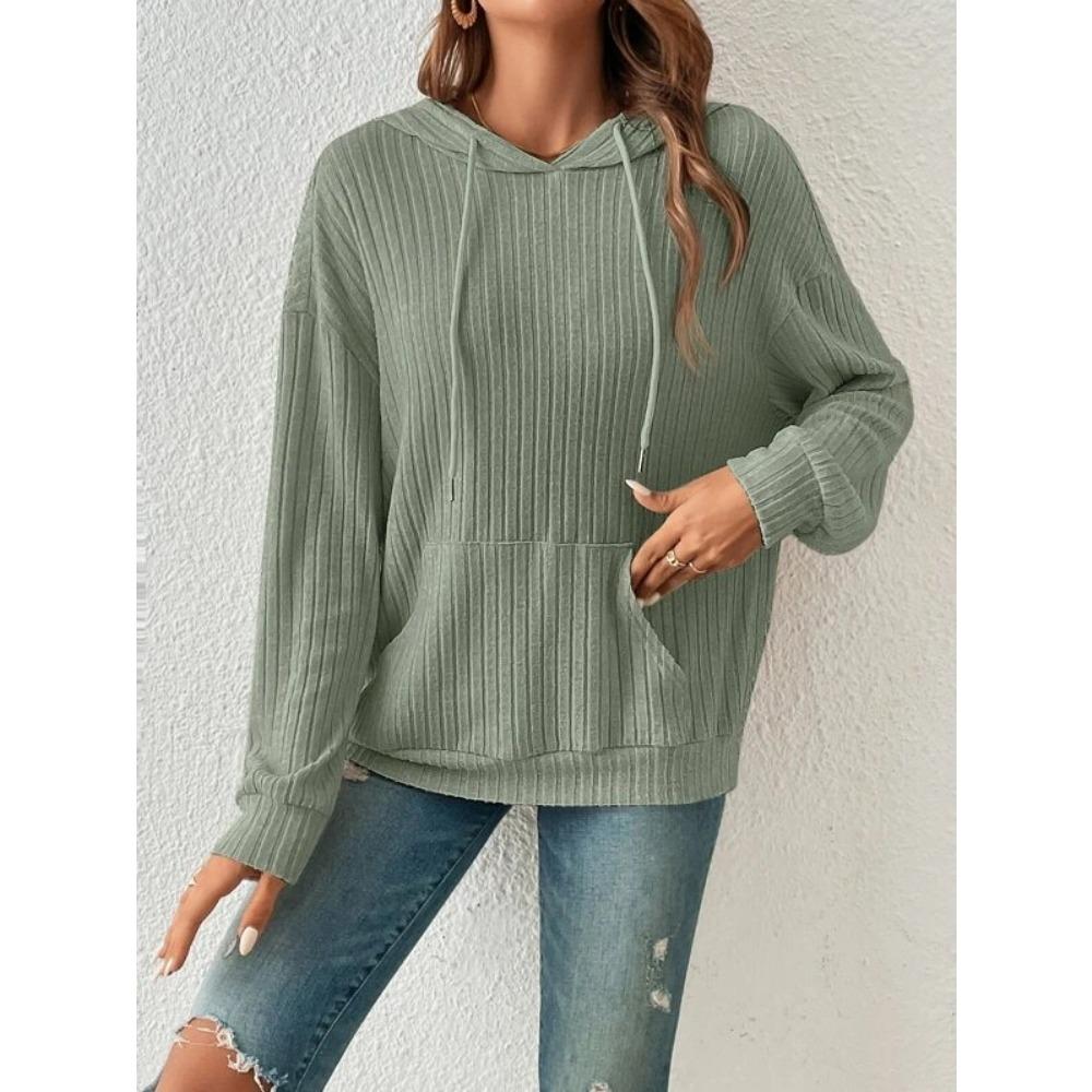 Women's Top Shirt Fall/Winter Long-Sleeve Shirt Knit Pullover Hoodie Pocket Sweatshirt