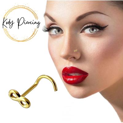 KODY PIERCING Носовой винт из желтого золота 14 карат с узором бесконечности