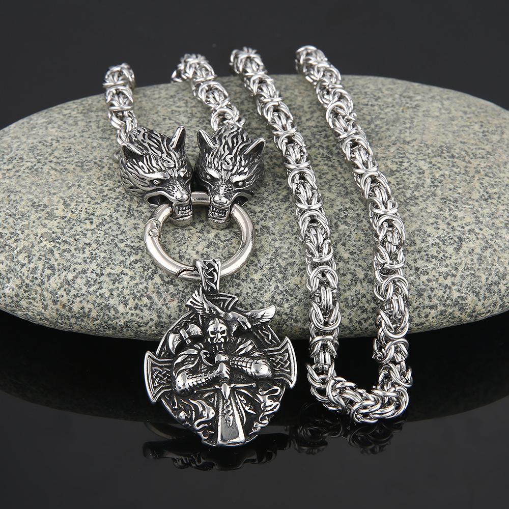 Личность Nordic Нержавеющая сталь Викинг волк Botter Auding самурай кулон ожерелье мужские ювелирные изделия