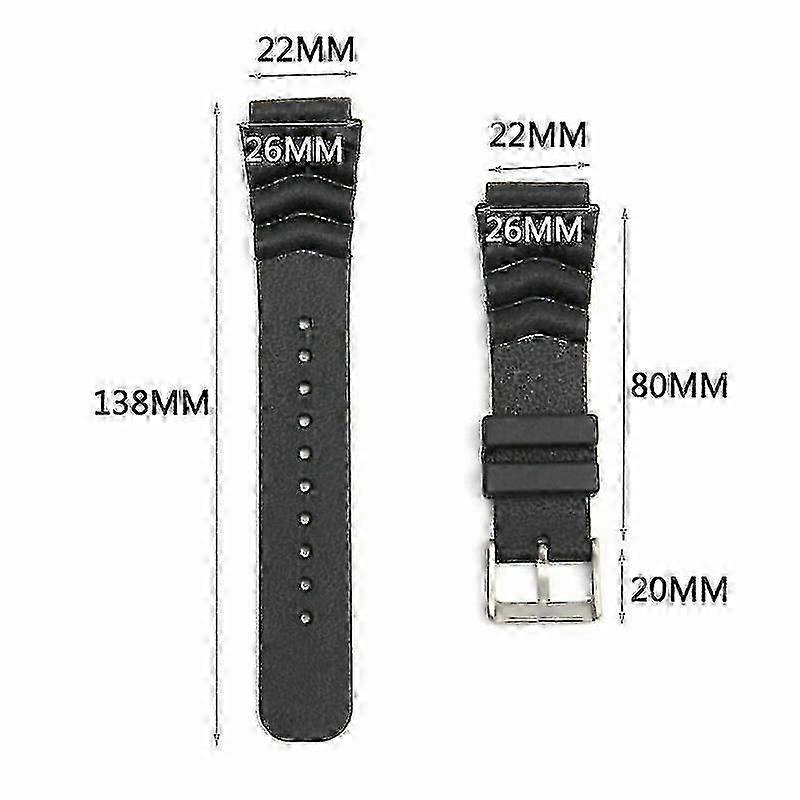 SEIKO DIVER'S Watch Band in Black Rubber Replacement strap for 22MM Size