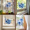 Painted Blue Flowers Butterflies Balcony Glass Windows Beautification and Decoration Electrostatic Uv Window Sticker