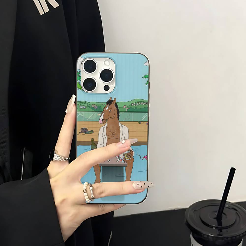 Классический чехол для телефона B-bojack H-horseman для iPhone 17 16 15 11 12 13 14 Pro Max Мягкий гофрированный силиконовый чехол