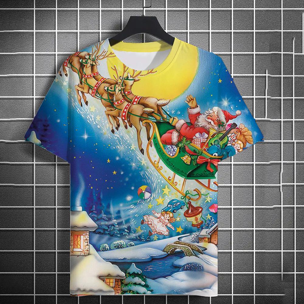 Men's T-Shirt Kids T Shirts 3D Santa Claus Printed Short Sleeve Christmas T-Shirt Trendy Christmas Casual Clothing Tops