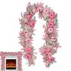 5.7ft Pink Pumpkin Garland, Realistic Fall Halloween Thanksgiving Decor for Front Door, Mantel, Window, Harvest Party Decoration
