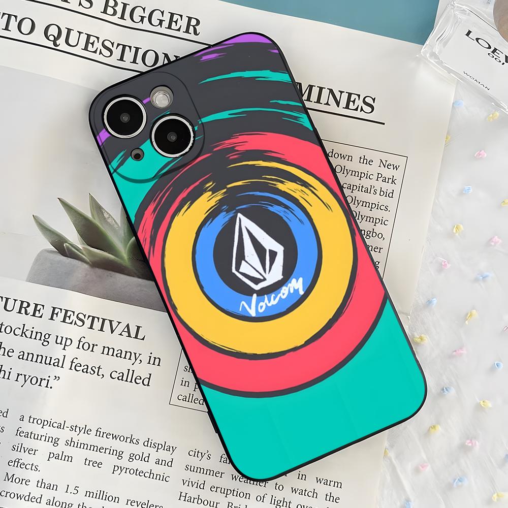 Чехол для телефона с логотипом V-Volcom для IPhone 17 Air 16 E Pro Max 15 14 13 Mini 12 Pro 11 Max Plus Черный Мягкий