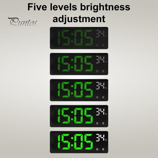 Digital Alarm Clock with Dual Customizable Alarms Raised Nap Buttons 5-Stage Brightness Adjustment USB Port Bedside Clock