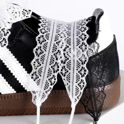 1 пара черно-белых шнурков для обуви, аксессуары, кружевные плоские шнурки для кроссовок, шнурки для женской повседневной обуви