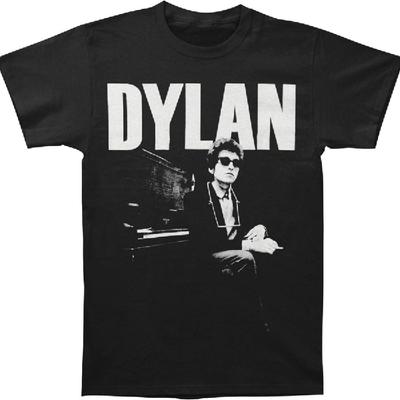 Мужская футболка Bob Dylan за пианино облегающего кроя, размер L, черная_1