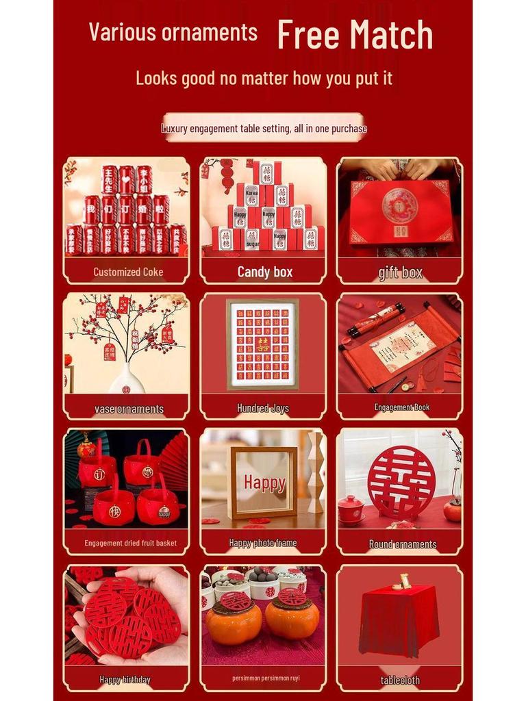 2025 Luxe Chinese Engagement Banquet Decor Set: High-End Centerpiece & Backdrop