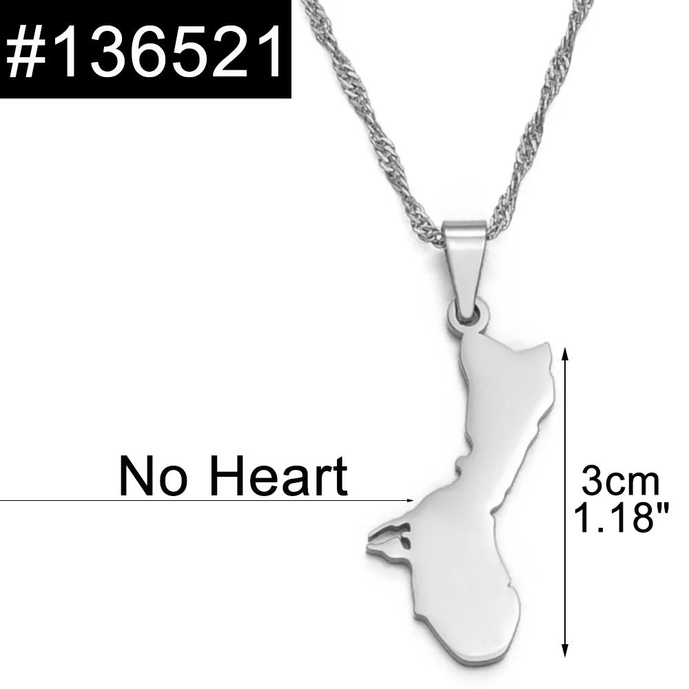 Anniyo 3cm/2.6cm Guam Map Pendant Necklaces for Women Girls Gold Color Silver Color Chains Jewelry Heart Guam Maps #136421