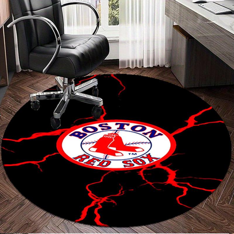1PC Boston Sox hockey Round Rug, Non-slip Chair Mat, Home Decor, Circle Carpet Perfect for Office, Bedroom, Living Room,Christmas gift