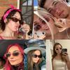 Защитные очки 4 шт. Солнцезащитные очки с прямоугольной оправой Женские Мужские Конфетный цвет Y2K Мода Солнцезащитные очки Винтажные Уличные Очки UV400