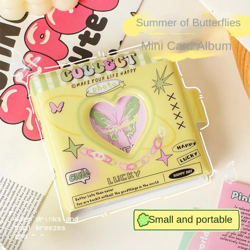 New Kawaii Butterfly Photo Album PVC Love Heart Hollow 3In Card Holder Mini Idol Card Collection