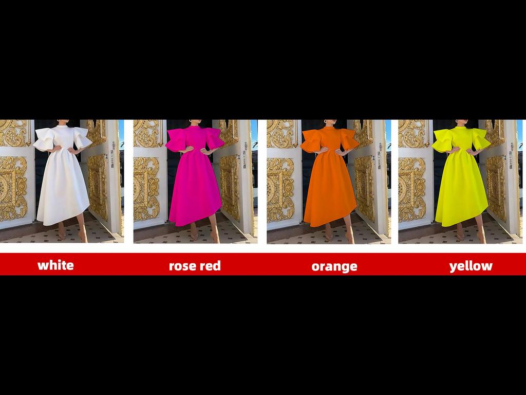 D230 Женское летнее платье 2023 года с двухслойными рукавами-оборками, однотонное, европейский и американский стиль, струящийся дизайн