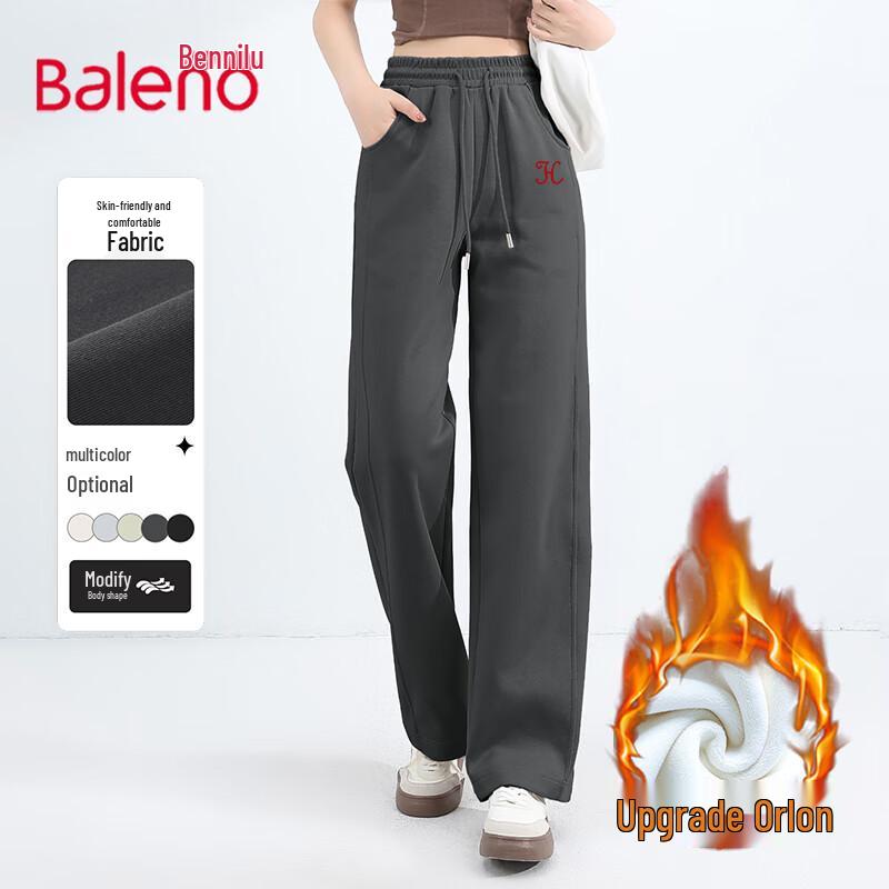 Baleno Women's Winter Fleece-Lined Patchwork Straight-Leg Pants