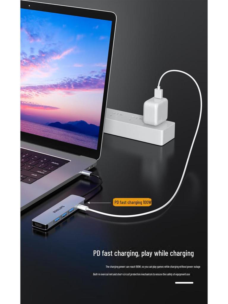 Хаб Philips Type-C для Apple и Huawei: HDMI, Сеть, Док-станция для расширения USB